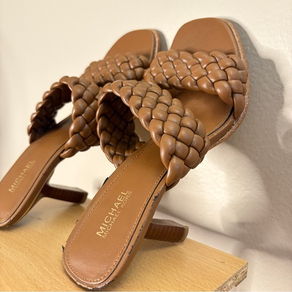 Michael Kors Cognac Brown Braided 3” Heeled Sandals - Picture 11 of 16